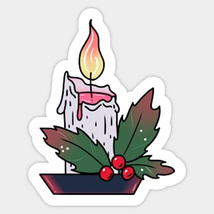 Christmas candle and holly Sticker